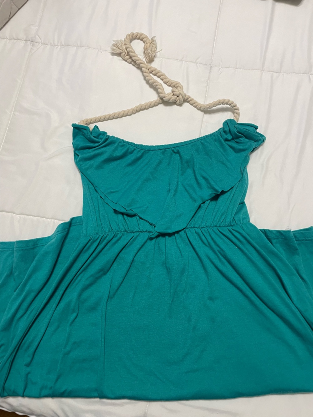 Teal Rope-Strap Ruffle Sundress - Picture 2 of 3
